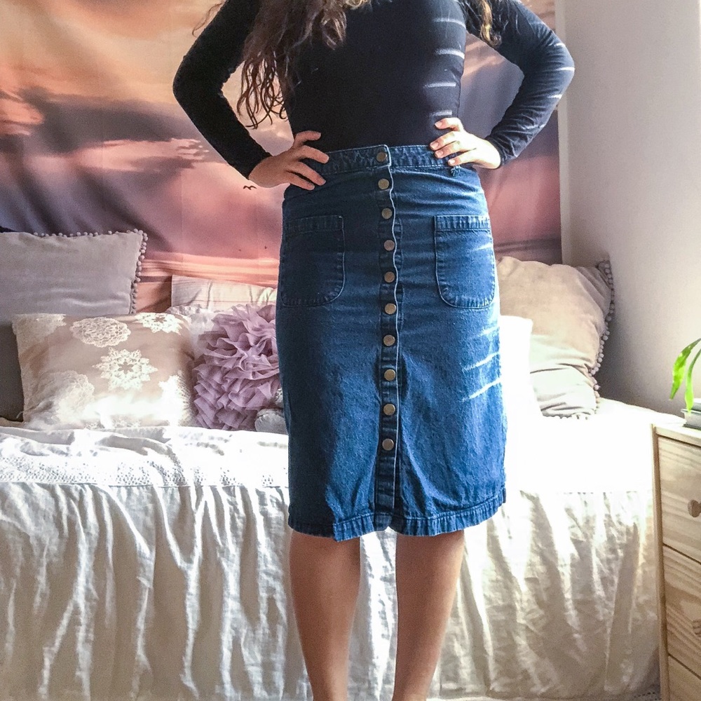 Button-Down Denim Skirt